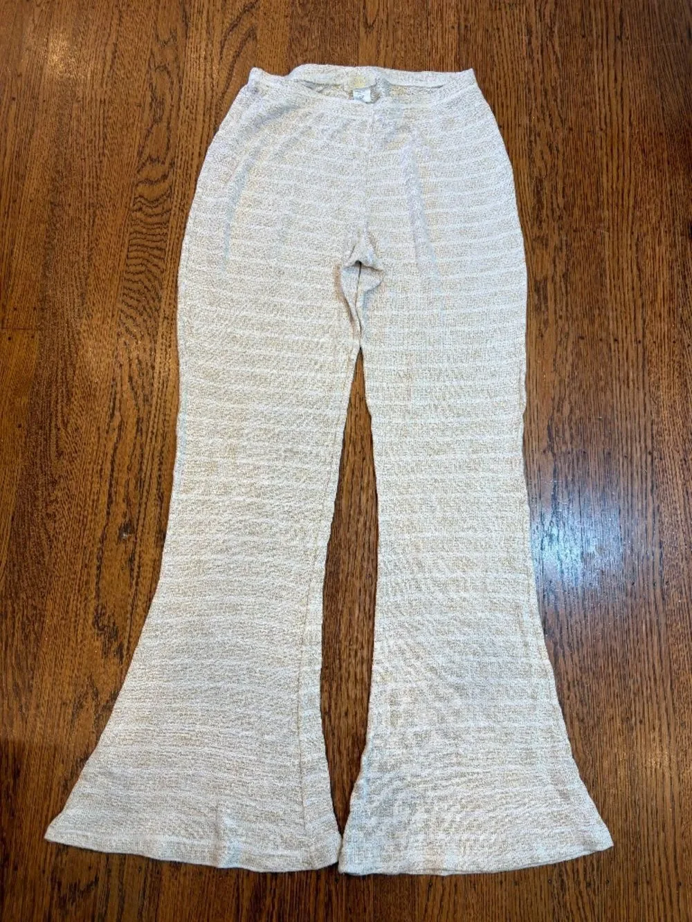 L*Space‎ Carmen Hacci Knit Pants Sz L | Cream Tan | Boho Luxe Beach Cover Up